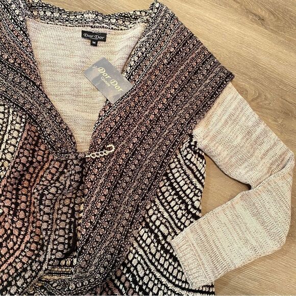 DOR DOR COUTURE HIGH LOW CARDIGAN OPEN FRONT SWEATER W/EMBELLISHED CLIP M NWT - Picture 13 of 15